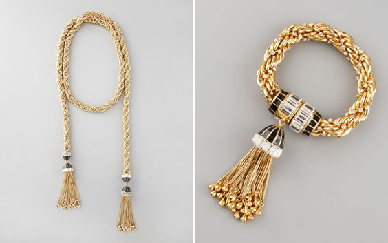 Rachel Zoe Long Tassel Necklace and Tassel Bracelet
